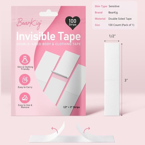100-Strips Double-Sided Tape for Fashion, Tape for Clothes, Fabric Tape for Wome - Picture 2 of 7